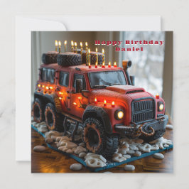 Cartão Red Safari Truck Birthday Cake