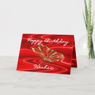 Cartão Red Satin e Butterflies- personalize qualquer ocas