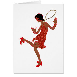Cartão red sequin black flapper