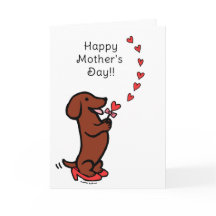 Red Smooth Dachshund Mother's Day Hearts