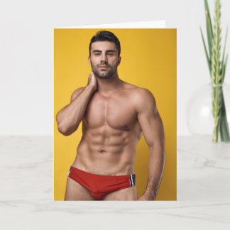 Cartão Red Speedo Hot Guy Greetings Card