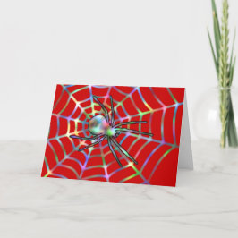 Cartão Red Spider e Spider Web Halloween