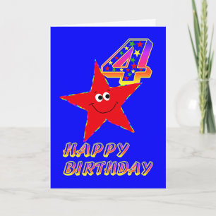 Cartão Red Star Happy 4th Aniversário Card