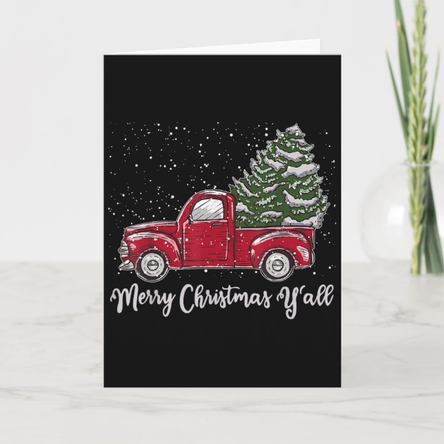 Cartão Red Truck Christmas Shirt - Merry Christmas Yall  (Frente)