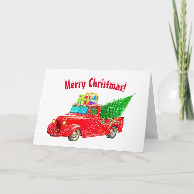 Cartão Red Truck Feliz Natal (Frente)