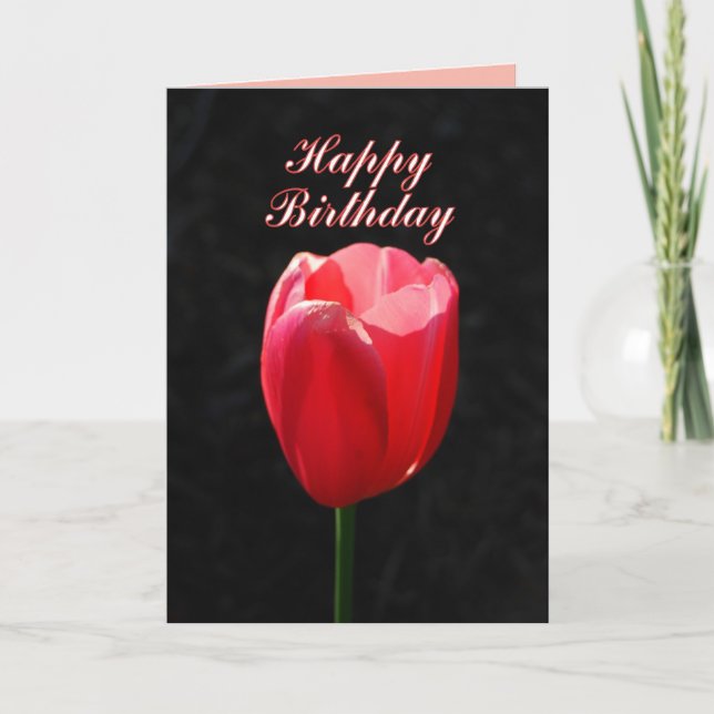 Cartão Red Tulip Happy Birthday (Frente)