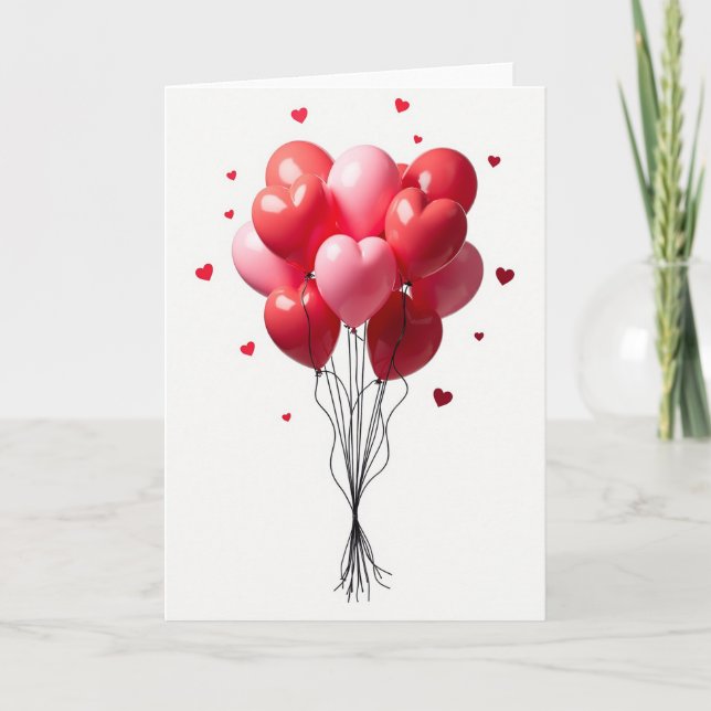 Cartão Red Valentine Balloons Card (Frente)