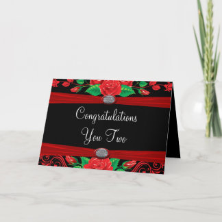 Cartão Red Vine Roses On Black Congratulations