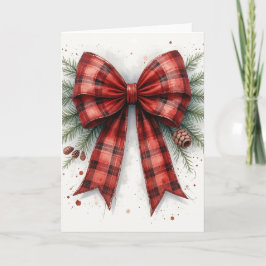 Cartão Red Watercolor Christmas Bow