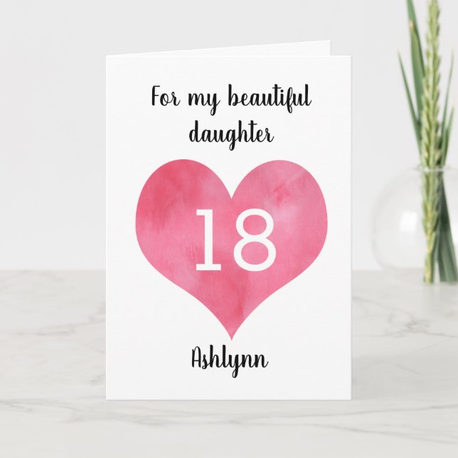 Cartão Red Watercolor Heart 18th Birthday Card (Frente)