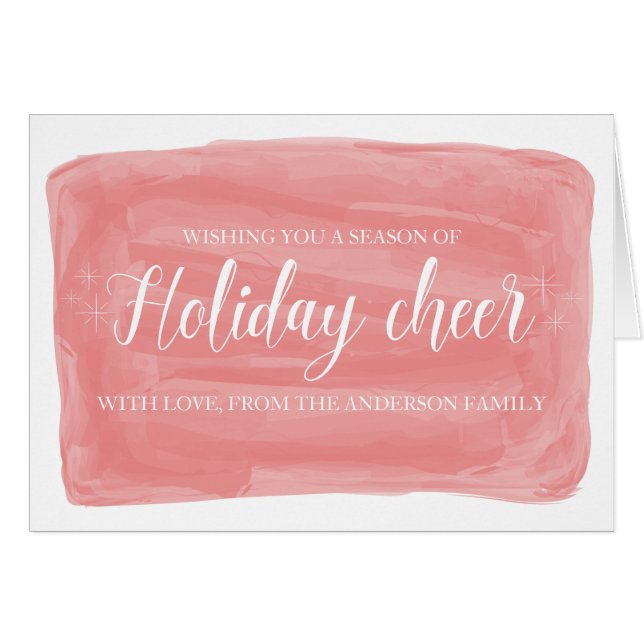 Cartão Red Watercolor Holiday Cheer (Frente Horizontal)