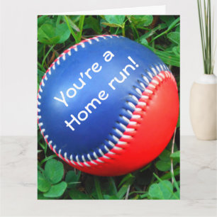 Cartão Red White and blue Baseball custom Birthday