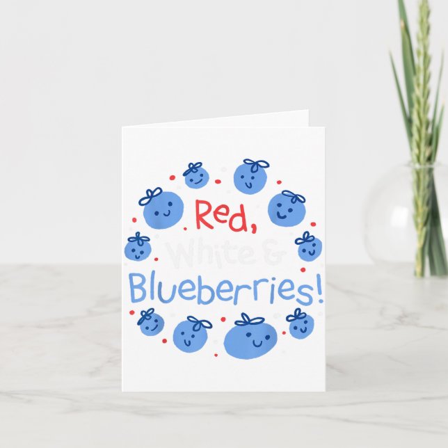 Cartão Red, White And Blueberries Patriot Dom For Men Wom (Frente)