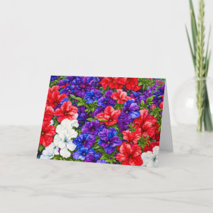 Cartão Red White Blue Petunia Flower Art