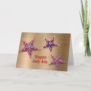 Cartão Red White Blue Stars Dourado 4 de julho