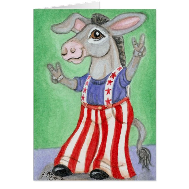 Cartão Red White e Blue American Donkey Art (Frente)
