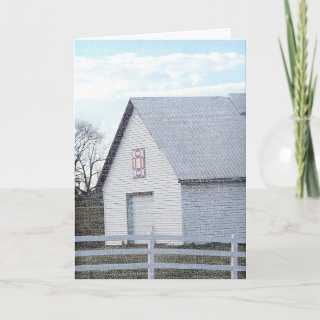 Cartão Red, White e Blue Barn Quilt Barn (Frente)