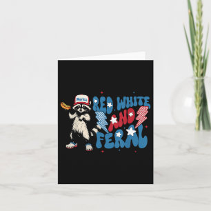 Cartão Red White E Feral Funny Raccoon 4 De Julho Patr