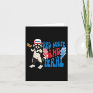 Cartão Red White E Feral Funny Raccoon 4 De Julho Sayi