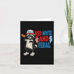 Cartão Red White E Feral Raccoon Hot Dog Bandeira Usa 4th