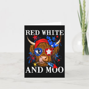 Cartão Red White E Moo Patriótica Vaca Usa Bandeira Funny
