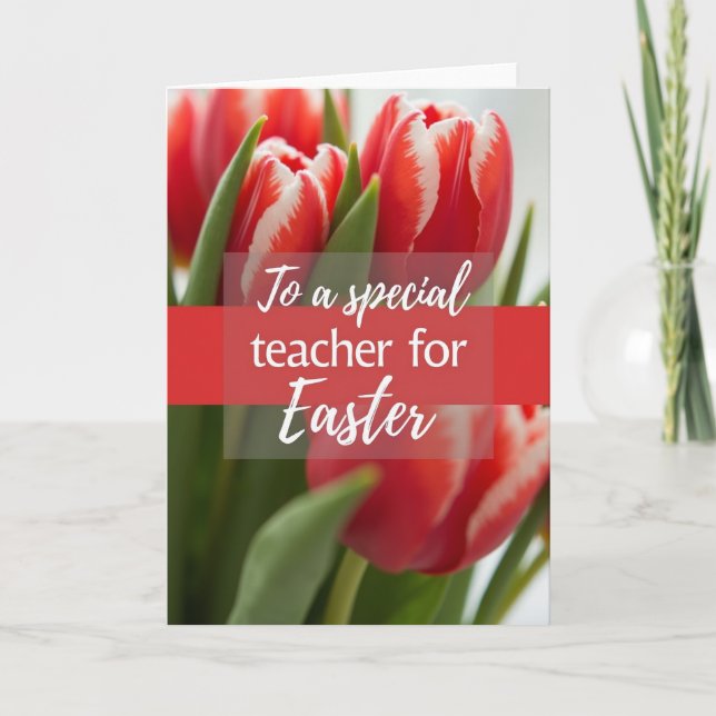 Cartão Red White Flower Thank You Card (Frente)