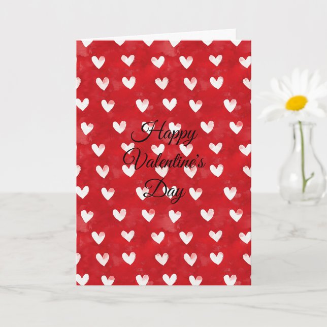 Cartão Red White Hearts Love Valentine's day (Planta pequena)