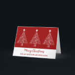 Cartão Red White Trees Sister em Direito Feliz Natal<br><div class="desc">Feliz Natal para a irmã no cartão de direito em vermelho moderno com ilustrações de árvore de natal ornamentado.</div>