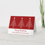 Cartão Red White Trees Sister em Direito Feliz Natal<br><div class="desc">Feliz Natal para a irmã no cartão de direito em vermelho moderno com ilustrações de árvore de natal ornamentado.</div>