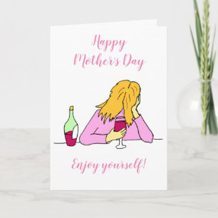 Cartão Red Wine Drinking Mother's Day Card