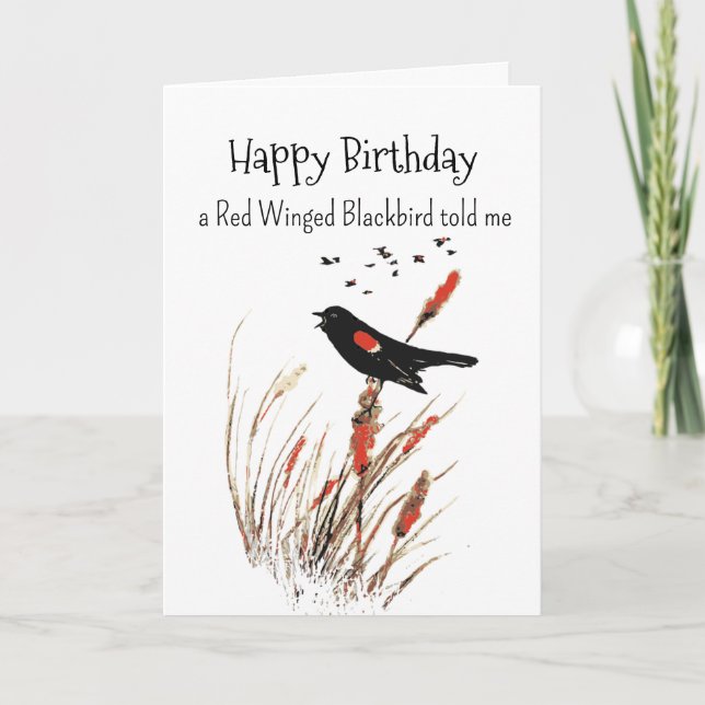 Cartão Red Winged Blackbird Personalidade Birthday (Frente)