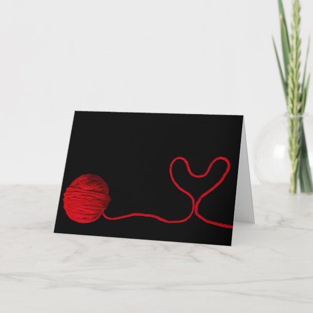 Cartão red yarn heart on black (Frente)