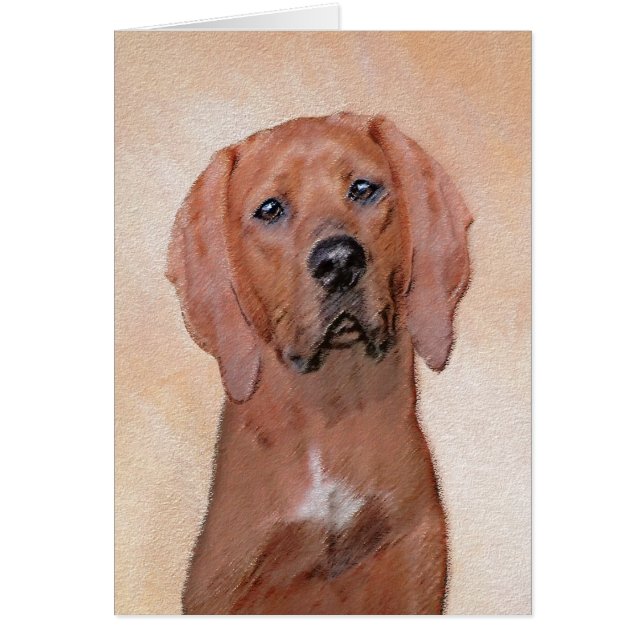 Cartão Redbone Coonhound Painting - Arte De Cachorro Orig (Frente)