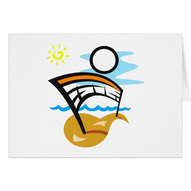 Cartão Rede & bola do voleibol (Frente Horizontal)