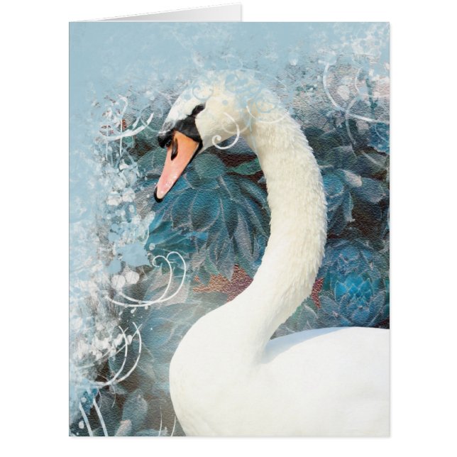 Cartão Redemoinho floral da cisne (Frente)