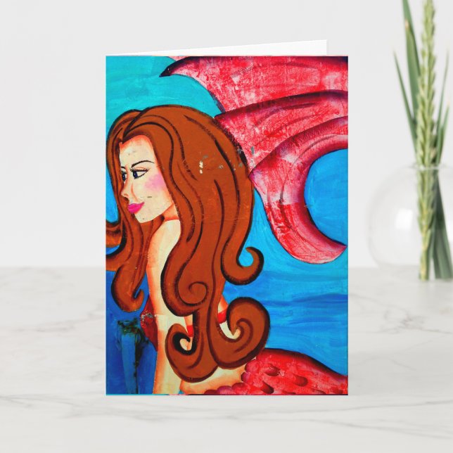 Cartão redheaded mermaid greeting card (Frente)