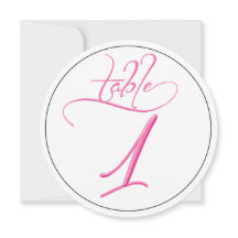 Cartão Redondo Número 1 com Letra Caligráfica Rosa