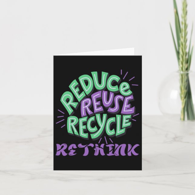 Cartão Reduzir Reutilizar Reciclar Repensar Diversão Reci (Frente)
