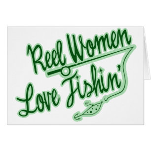 Cartão Reel Women Adora Mulheres que pescam ao ar livre
