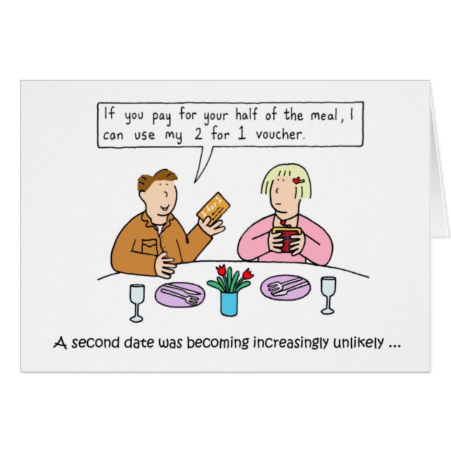 Cartão Refeição de Humor de Cartoon de namorando para Doi (Frente Horizontal)