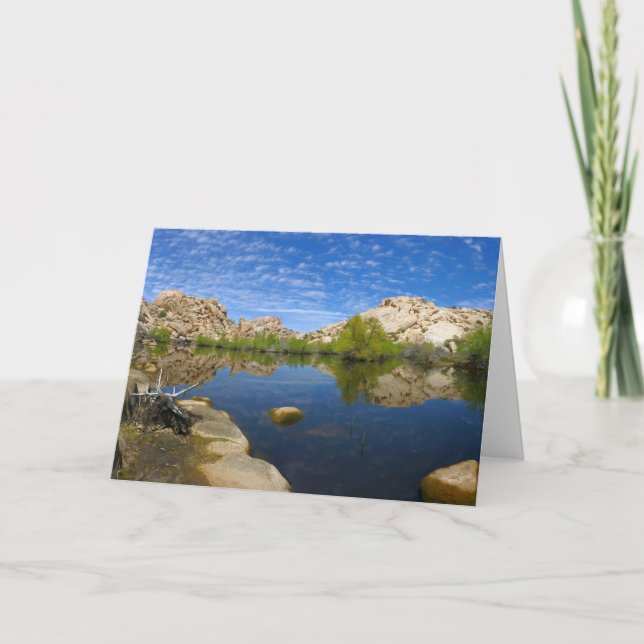 Cartão Reflexão da Barragem Barker na Árvore Joshua II (Frente)