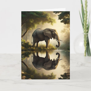 Cartão Reflexão de um Elefante Feliz aniversário