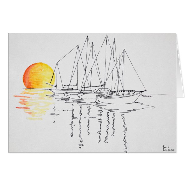 Cartão Reflexo de veleiro| Concarneau, Bretanha (Frente Horizontal)