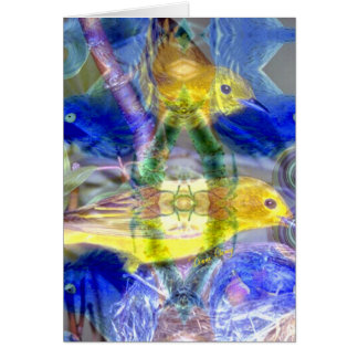 Cartão Reflexões da natureza pássaros Dourados & azuis
