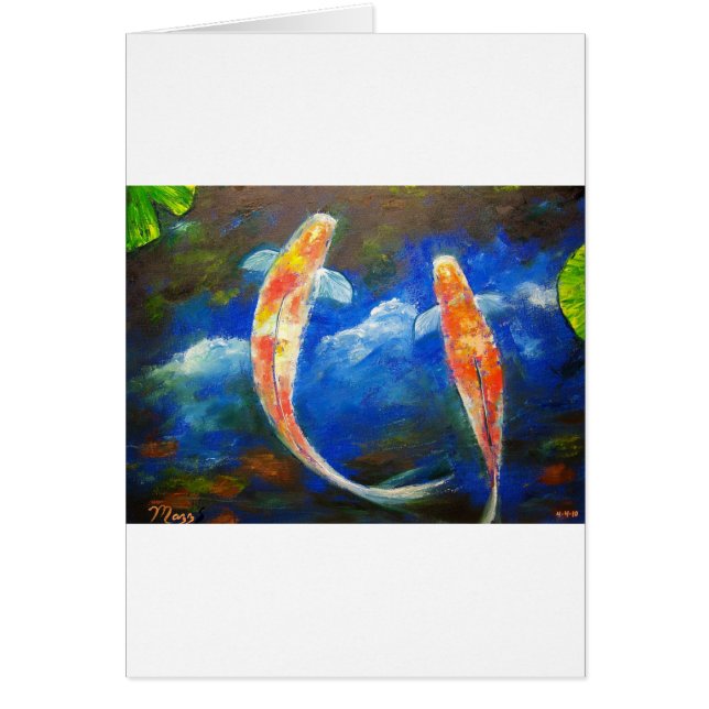 Cartão Reflexões da nuvem dos peixes de Koi (Frente)