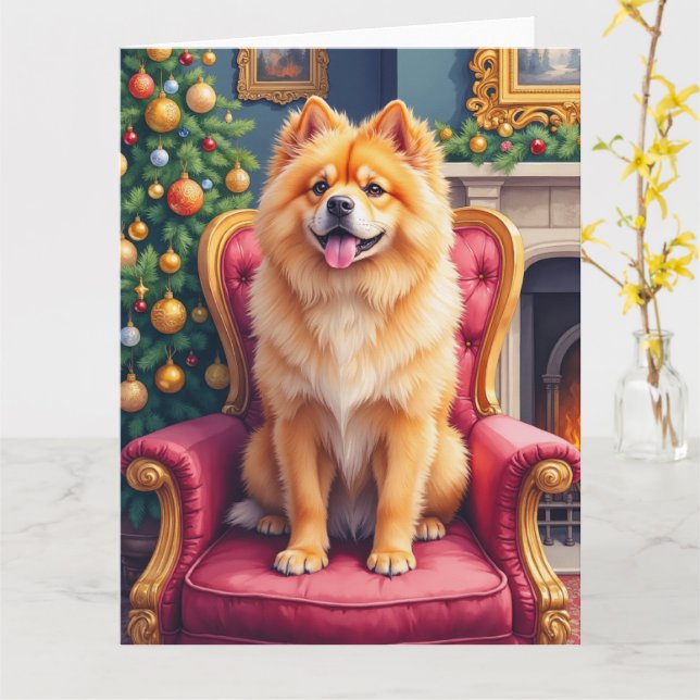 Cartão Regal Chow Chow by Grand Christmas Tree Holiday (Flor Amarela)