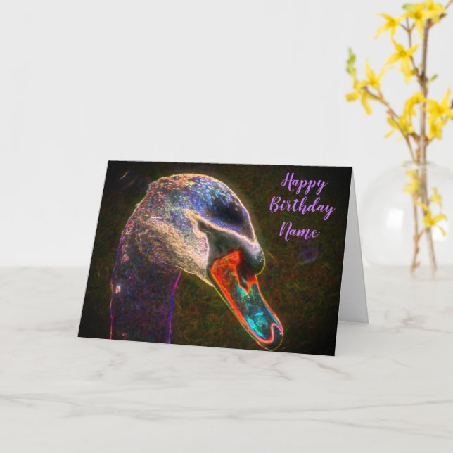 Cartão Regal Swan Fantasy Art Birthday (Flor Amarela)