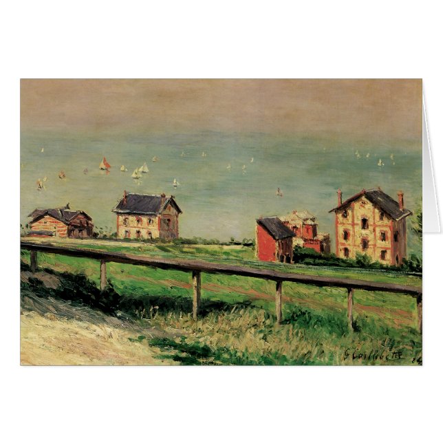 Cartão Regatta em Villerville por Gustave Caillebotte (Frente Horizontal)