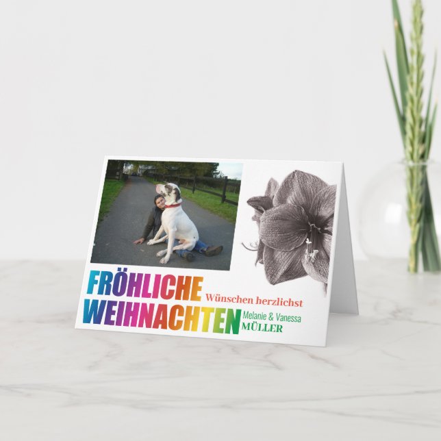 Cartão Regenbogenfarben Fröhliche Weihnachten  (Frente)