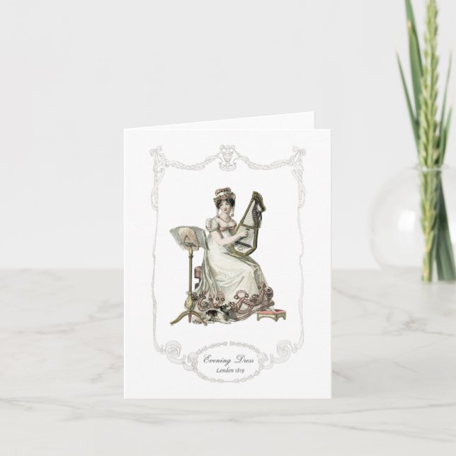 Cartão Regency Fashion Plate 1819 Notecards Dog Music (Frente)